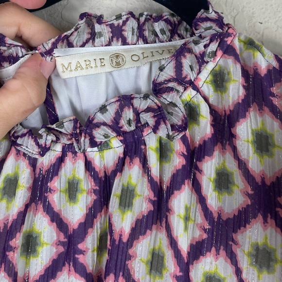 Marie Oliver Bryer Metallic Geometric Print Dress Size Large - Picture 2 of 10